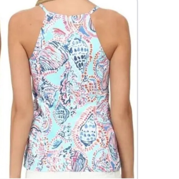 Lilly Pulitzer Anabelle - Shell Me About It - racer back contrast lace top Sz 6 - Picture 3 of 10